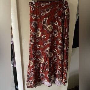 Printed high rise wrap maxi skirt